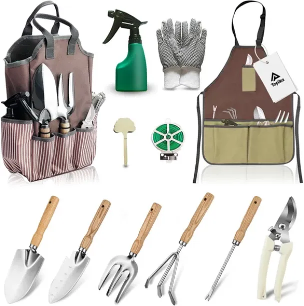 Topika 12pcs Heavy Duty Gardening Tool Set, Rust-Proof Gardening Hand Tools Garden Tool Kit