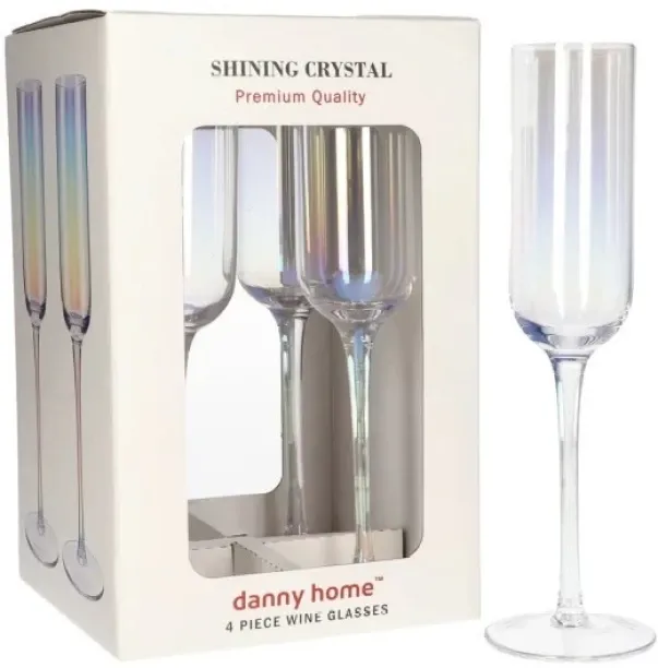 DH (Pack of 4) Shining Crystal 24CM Champagne  Glass Set