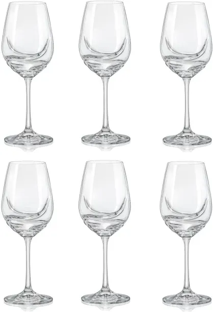 SMTE (Pack of 6) 6 Pieces Clear Red Wine Glasses For Table Decor Wine  Glass Set