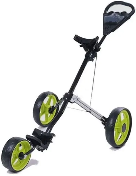 HappyDeals 3 Wheel Golf Push Cart - Green Manual Golf Trolley
