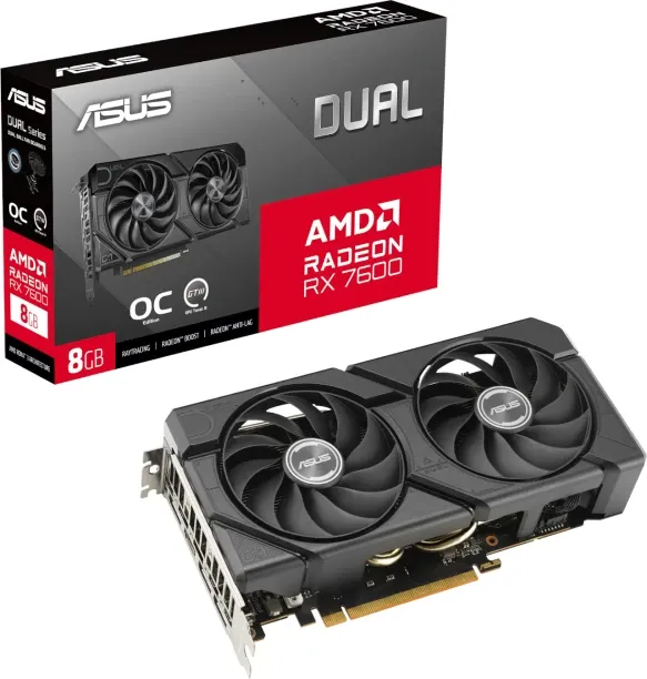 ASUS AMD Radeon Dual Radeon RX 7600 EVO OC Edition GDDR6 Graphics Card