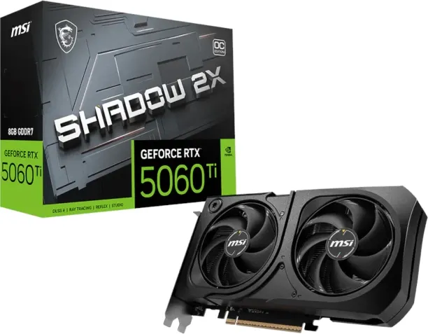 MSI NVIDIA RTX 5060 Ti SHADOW 2X OC PLUS 128-bit GDDR7 8GB GDDR7 Graphics Card