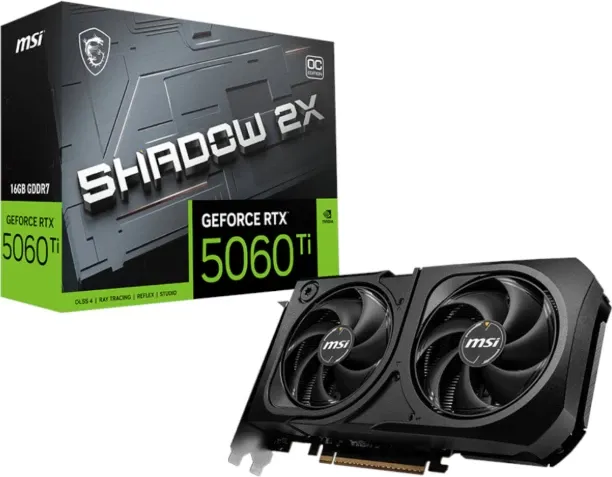 MSI NVIDIA GeForce RTX 5060 Ti SHADOW 2X OC PLUS GDDR7 Graphics Card