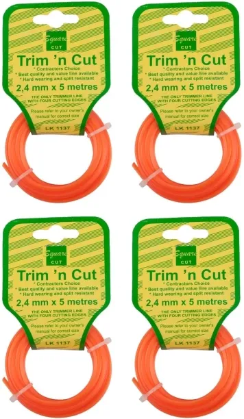 TRIM N CUT Trimmer Line 2.4mm x 5m Square Cut Corded & Cordless Grass Trimmer