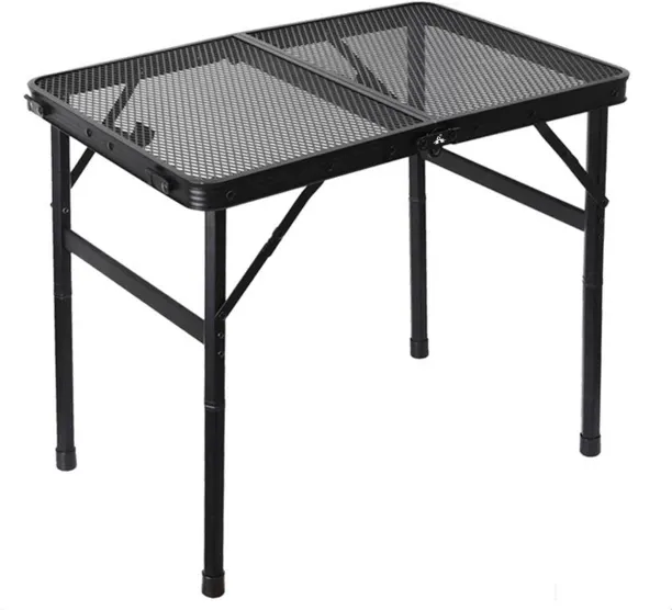 ALANES 60x40x56cm Metal Picnic Small Folding Table for Outdoor Garden Patio Meatball Rack Grill
