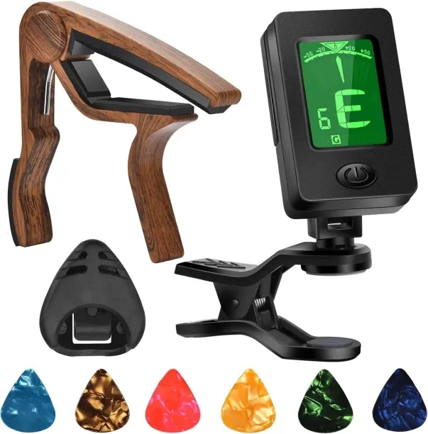 Wagu drum Guitar Capo, Guitar Picks, Guitar Accessories with Tuner, Capo for Acoustic Guitar, Bass,…