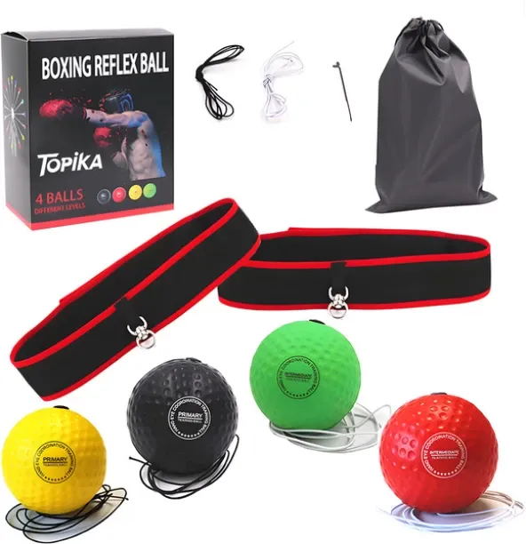 Topika Boxing Reflex Ball Headband Set - React Reflex Balls with Bags 5 cm Gym Ball