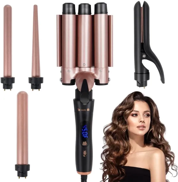 Flycross Five-in-One Hair Transformation Curling Iron (Champagne Gold) Hair Curler