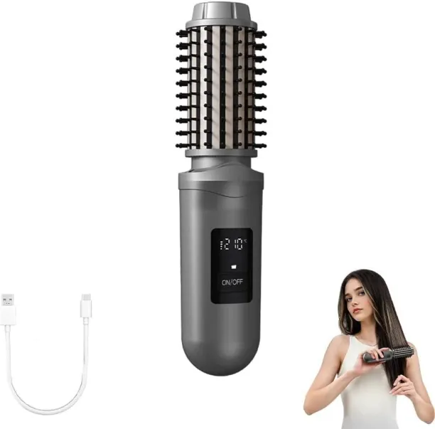 Happyfun Cordless Hair Curling Iron Brush Rechargeable Battery-Powered Hair Curler