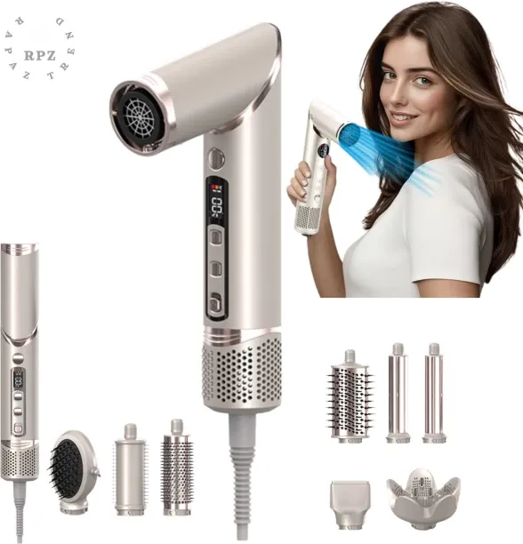 Bloo Electric comb, hair curler, hair dryer, 1400 W, 200 milliamps negative ions, 8-in-1 styling se…