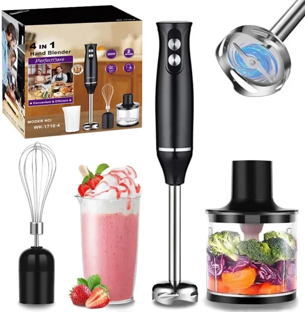 Bloo 4-in-1 handheld blender set, 500W, paper shredder vertical blender, stainless steel blades 101…