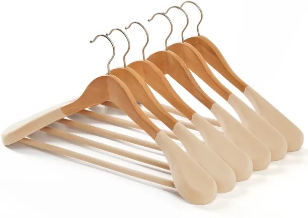 chenshia Wide Velvet Non-Slip Wooden Hangers for Suits and Jackets Wooden Pack of 6 Hangers For  Co…