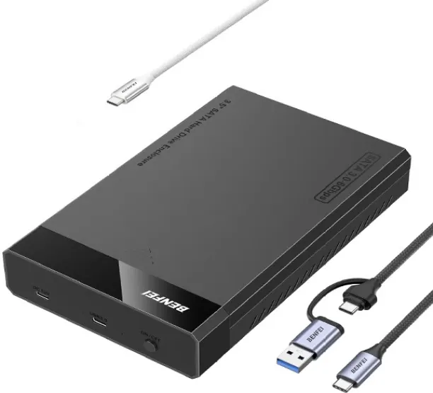 BENFEI 000410K USB-A / C 3.0 Male 3.5”/2.5” SATA III 6Gbps HDD/SSD Enclosure with Supporting UASP, …