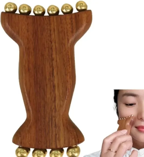 XINhui Wooden trigger point massager, wooden metal ball massage tool, sandalwood metal ball facial …