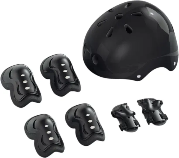 Yadeno Kids Protective Gear Set, Bike Helmet with Knee Elbow Wrist Pads, Ages 6-14 Years, (7 Pieces…