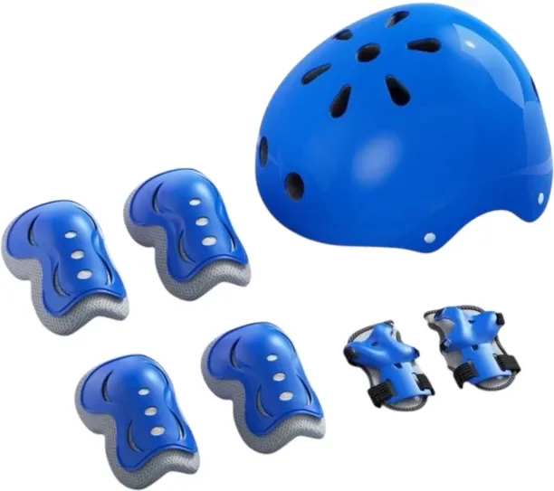 Yadeno Kids Protective Gear Set, Bike Helmet with Knee Elbow Wrist Pads, Ages 6-14 Years, (7 Pieces…