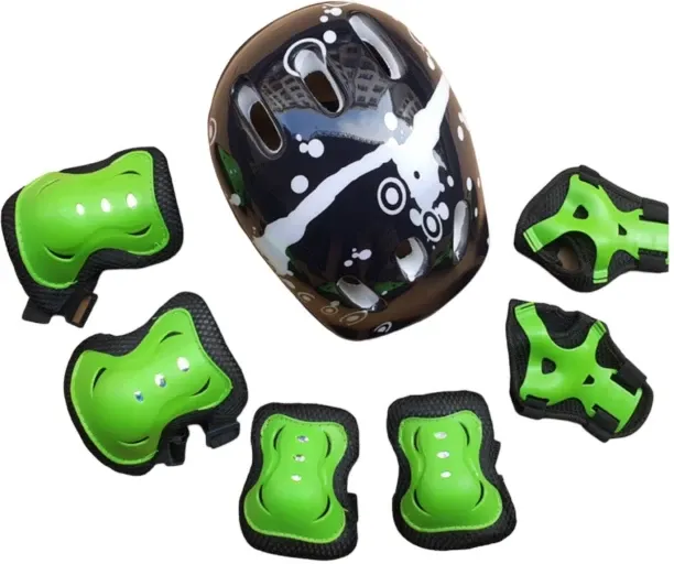 YADENO Kids 7-Piece Skateboard Protective Gear Set Skating Open Face Helmet