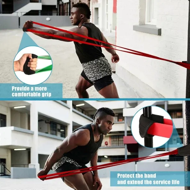 Huanix 2 kg 5 Packs Pull Up Assist Set Resistance Loop Powerlifting Exercise Stretch Bands with Doo…