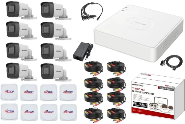 HIKVISION 8CH 2MP CCTV Kit with Ready-Made Cables & Junction Boxes Outdoor Security Camera with Ana…
