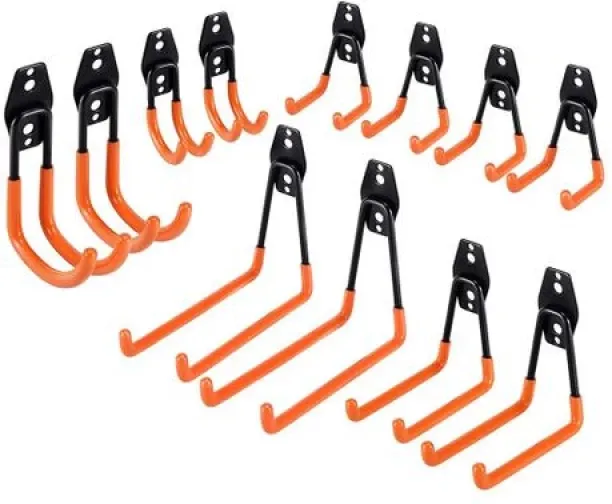 top sale trader 12 Heavy-Duty Iron Garage Hooks Non-Slip Coating Wall Mount Bikes Ladders 12