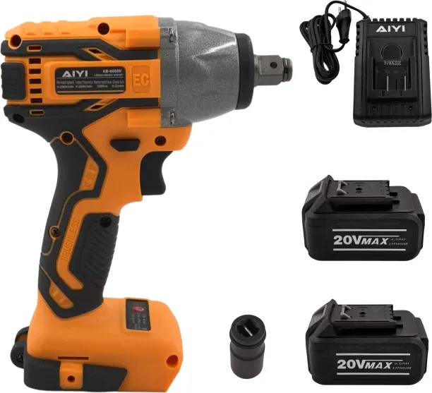 AIYI 20V Brushless Impact Drill with 2 Battery Packs AY261-004 Cordless Impact Wrench