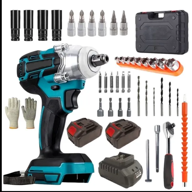 MS 45Pcs 300NM Wireless Impact Wrench Kit - 21V Lithium Tool Kit Cordless Impact Wrench