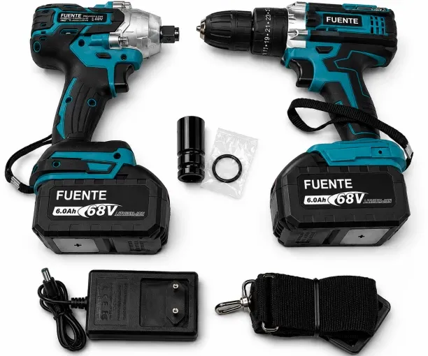 FUENTE Cordless Drill & Impact Wrench Combo Kit - 2 Battery Power Tool Set Cordless Impact Wrench