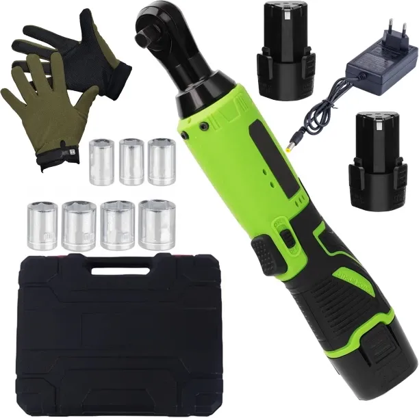 Alnafa Cordless Power Ratchet Wrench Set With 2 Battery Packs, 7 Sockets & Gloves Cordless Impact W…