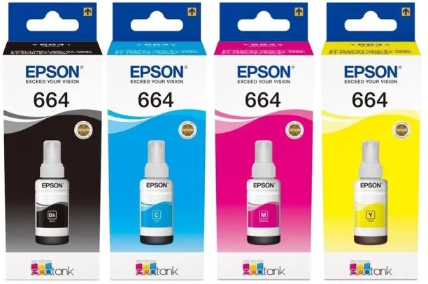 Epson 664 Combo Pack: Black, Cyan, Magenta, Yellow Ink Bottle