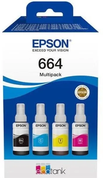 Epson 664 Eco Tank 4-colour multipack | Genuine Black and Tri Colour Combo Pack Ink Bottle