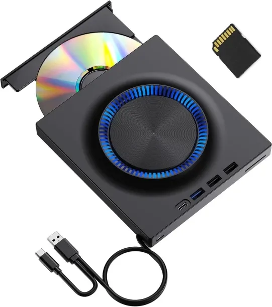 WEIWEISTORE Slimmer External Drive Burners Writer with USB3.0 High Speed Transfer and Card Slots fo…