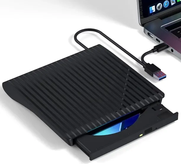 WEIWEISTORE External CD/DVD Drive for Laptop, Portable CD/DVD Optical Drive Player CD Burner, Ultra…
