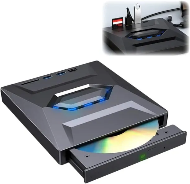 WEIWEISTORE External Blu Ray Drive, External Blueray/DVD Drive for PC with SD Port Blu Ray Burner, …