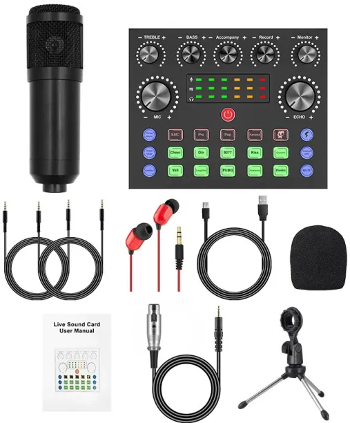 marevic Sound card live broadcast equipment, dual microphone mobile phone computer sound card, live…