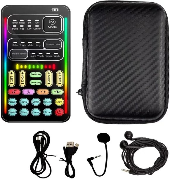 Solala Portable Voice Changer, 8 Voice Changes Live Sound Card, Cool LED Lights Sound Board, Voice …
