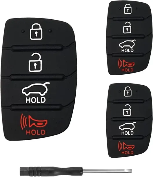 Junxidz 3 Pack Key Fob Button Pad Replacement Fits for Santa Fe Sonata Sport 2019 2018 2017 2016 20…
