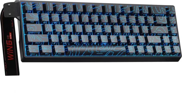 AULA - 60% Wired Mechanical Keyboard Gray Wood Magnetic Axis WIN68HE Standard Gaming Keyboard