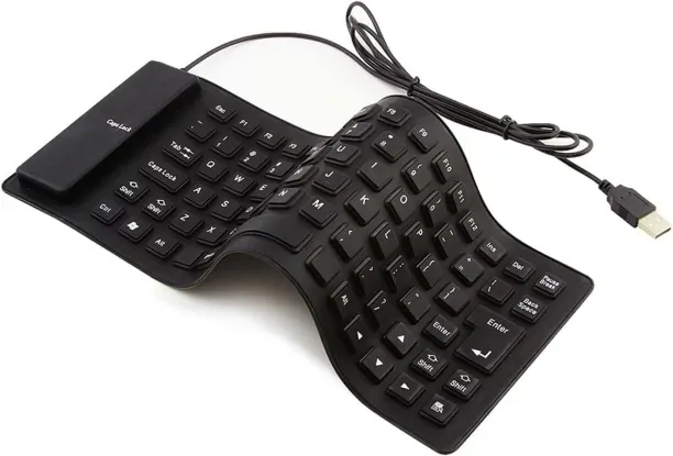 Wagu drum Foldable Silicone Wired Silent Keyboard, Laptop Keyboard