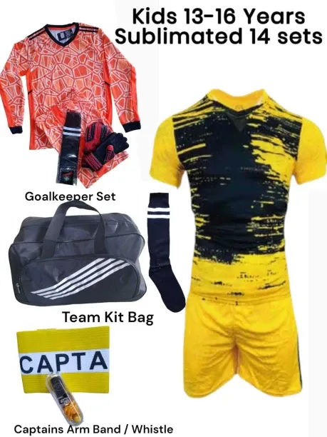 Tradesia Kids 13/16 Years - Sublimated Sports Kits -Packs of 14 Football & Fitness Kit