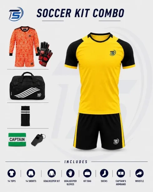 Tradesia Sports Tradesia Youth Soccer 15 sets with Goalkeeper, Numbers, Socks, Bag, Ball ,Gloves Fo…