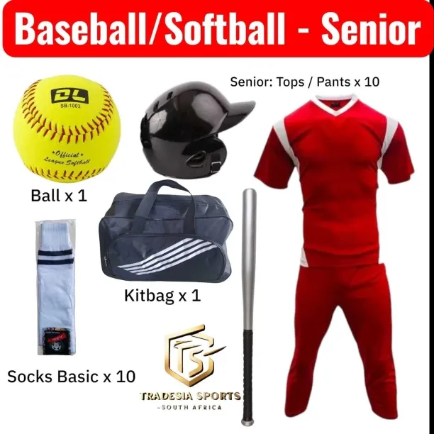 Tradesia Sports 10 Sets-Softball with Bat/Ball/Socks/Helmet/Kitbag Senior Baseball Kit