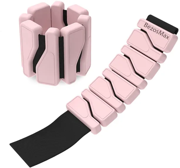 BezosMax Wrist Ankle Weights, Adjustable Silicone Weighted Bangles, Sweat-Proof Stainless Steel Ins…
