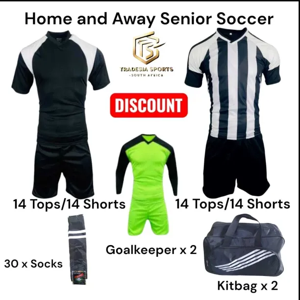 Tradesia Sports 30 sets Senior Soccer Home and Away Package with Numbers Football & Fitness Kit