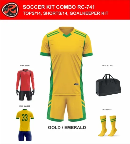 Ronex Soccer Kit-Full Team Combo Rc-741 (Adult) Football Kit