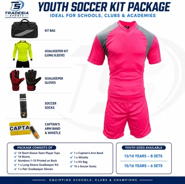 Tradesia Sports Youth Soccer 15 sets with Goalkeeper, Numbers, Socks, Bag, Gloves Football & Fitnes…