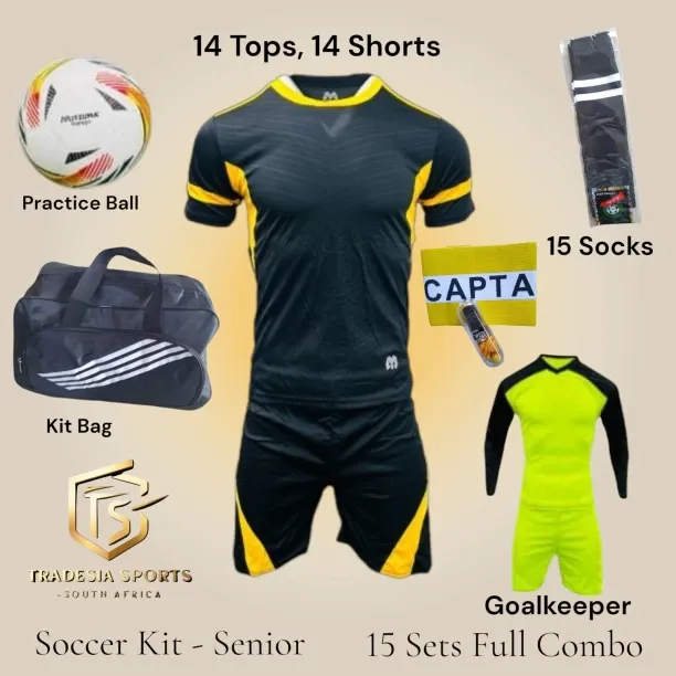 Tradesia Soccer Kit 15 sets with Goalkeeper,Numbers,Socks,Bag,Ball - Senior Football & Fitness Kit