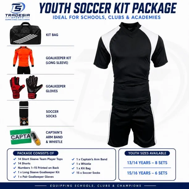 Tradesia Sports Youth Soccer 15 sets with Goalkeeper, Numbers, Socks, Bag, Gloves Football & Fitnes…
