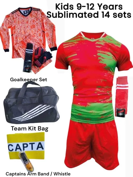 Tradesia Kids 9-12 Years - Sublimated Sports Kits -Packs of 14 Football & Fitness Kit