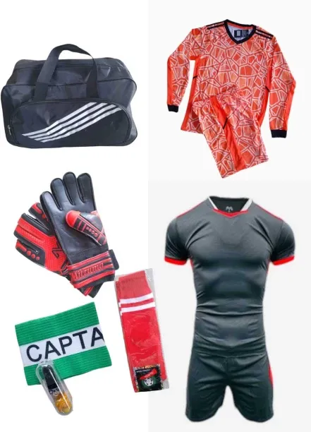 tradesia sports PRU Grey Neon Orange Football Kit