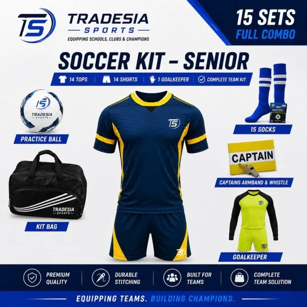 Tradesia Sports Tradesia Soccer Kit 15 sets with Goalkeeper, Numbers, Socks, Bag, Ball - Senior Foo…